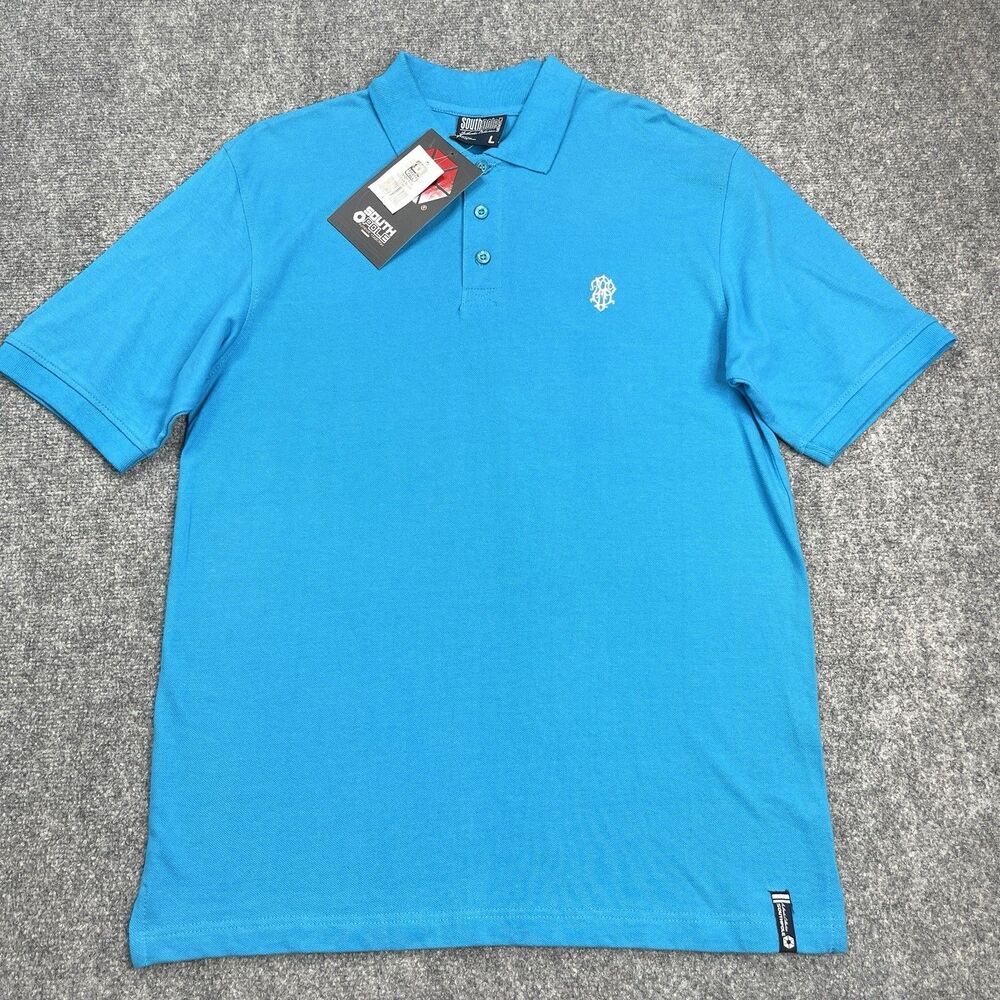 Southpole Polo Shirt Mens Large Ocean Blue Short Sleeve Y2K NEW With Tags